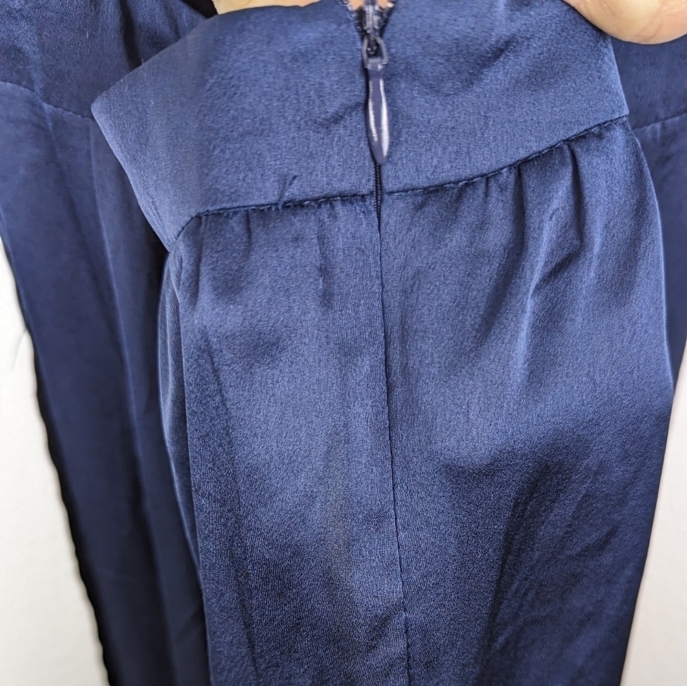 Showpo Navy Inspired Tribe Plunge Neckline Maxi Lace Open Leg Dress Size US 6 - Picture 10 of 13